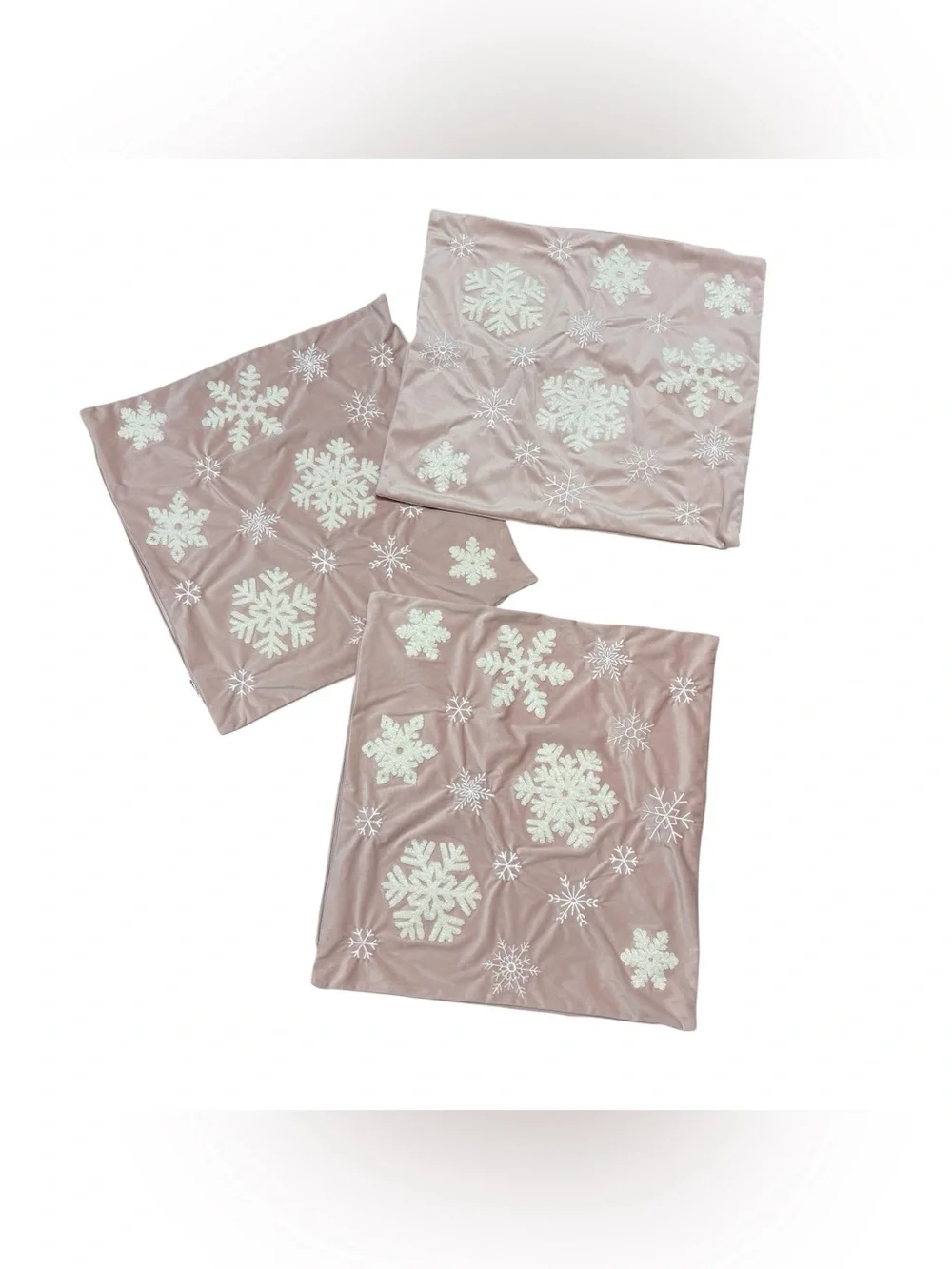 5for20 Set of 3 velour pink snowflake pillowcases